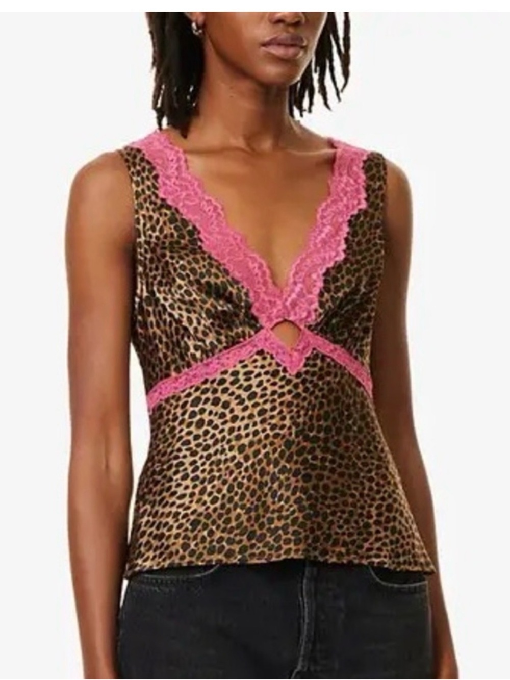 Reformation Leopard Print Lace-Trim Top